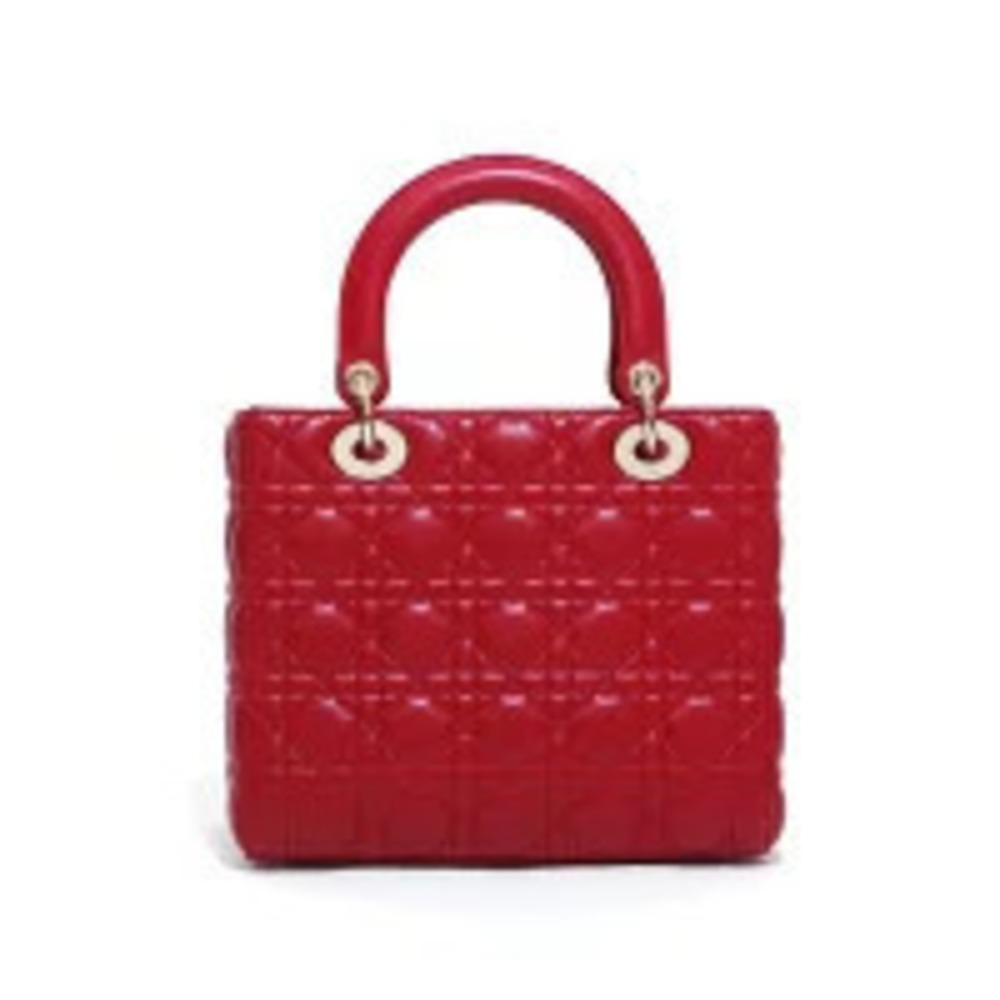 Dior  red Lady handbag Cannage Christian